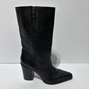 Franco Sarto Women’s Jaxon Mid Calf Black Leather Boots, Size 8.5 M